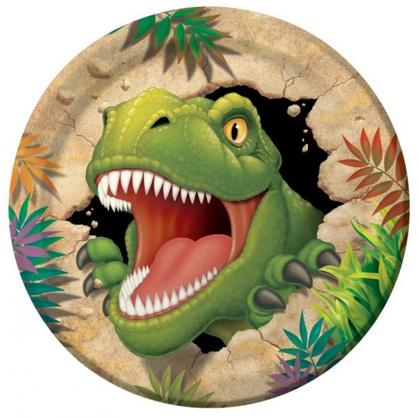 8 Höhlen Dino Pappteller 23cm