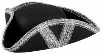 Edler Damen Piratenhut In Silber-Schwarz