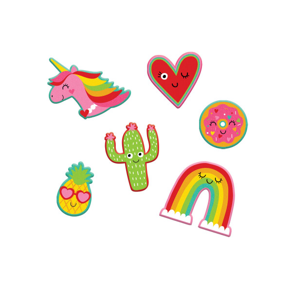 6 Lovely Rainbow Land Klebe-Buttons