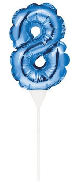 Blaue Zahl 8 Ballon Tortendeko 13cm