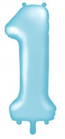 Zahl 1 Folienballon himmelblau 86cm