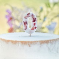 Rosenblüten Zahl 0 Tortenkerze