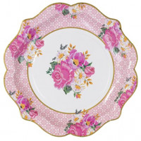 Vorschau: 12 Vintage Pappteller in drei Designs 20cm