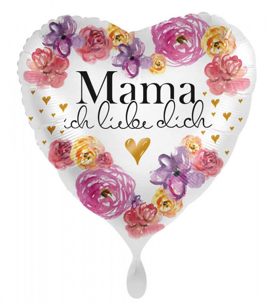 Blumiger Herz Folienballon Mama 71cm