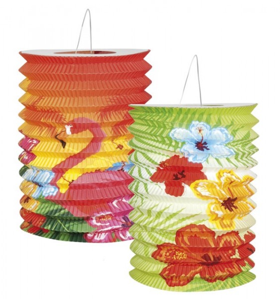 2 Bunte Hawaii Laternen 25 x 16cm