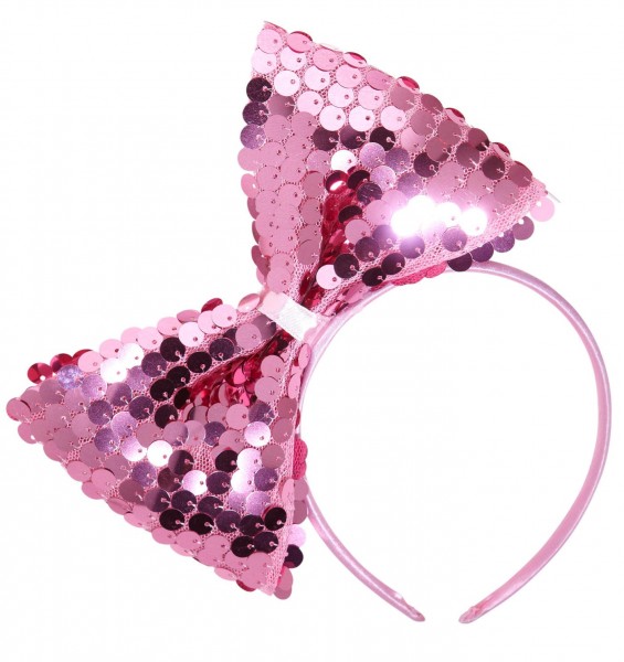 Funkelnder Haarreif Mit Pailletten Schleife Pink