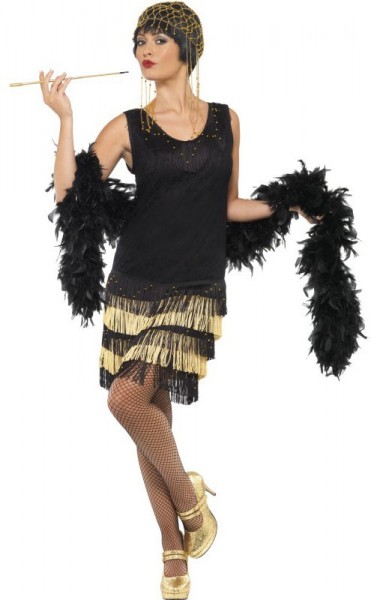 Schwarzes Charleston Kleid Mit Spitzenfront