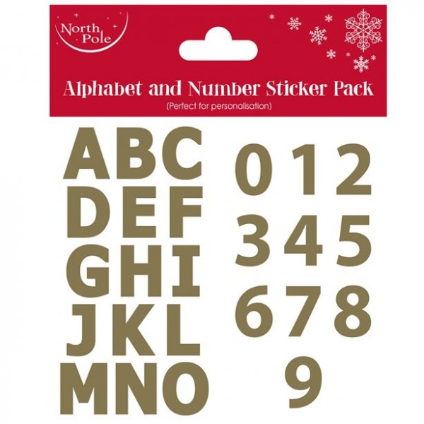 Zahlen und Buchstaben Sticker gold