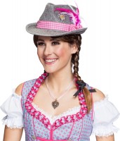 Bayerischer Trachtenhut Antonella in grau-pink