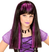 Lila-Schwarze Langhaarperücke Für Kinder