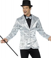 Party Glamour Pailletten Jackett Silber