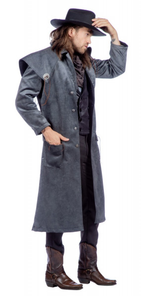 Grauer Western Style Herrenmantel 3