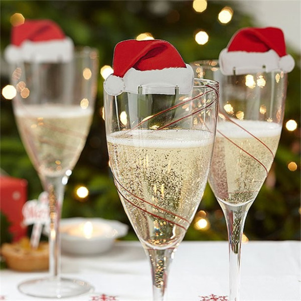 10 Weihnachtsmützen Gläserdeko
