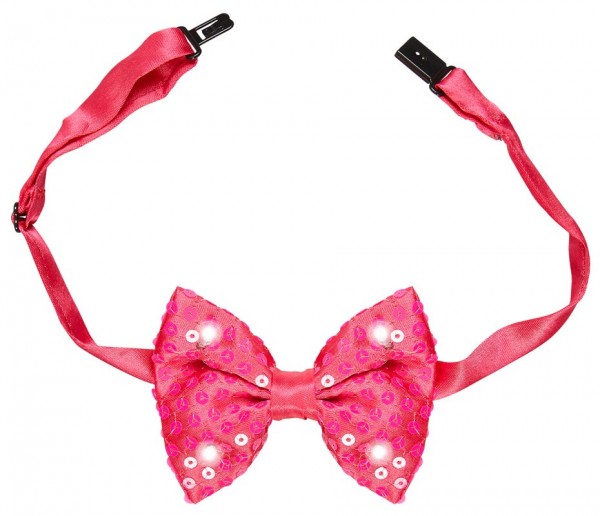 Pinke LED Pailletten Fliege