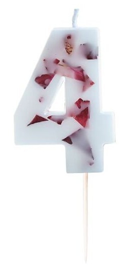 Rosenblüten Zahl 4 Tortenkerze