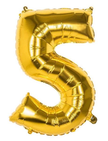 Goldener Zahl 5 Folienballon 86cm