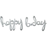 Silberner Happy B-Day Schriftzug 88cm
