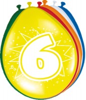 8 Ballons Birthday Zahl 6 30cm