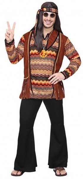 Retro Guy Hippie Kostüm für Herren braun