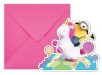 6 Minions Einladungskarten Einhornliebe