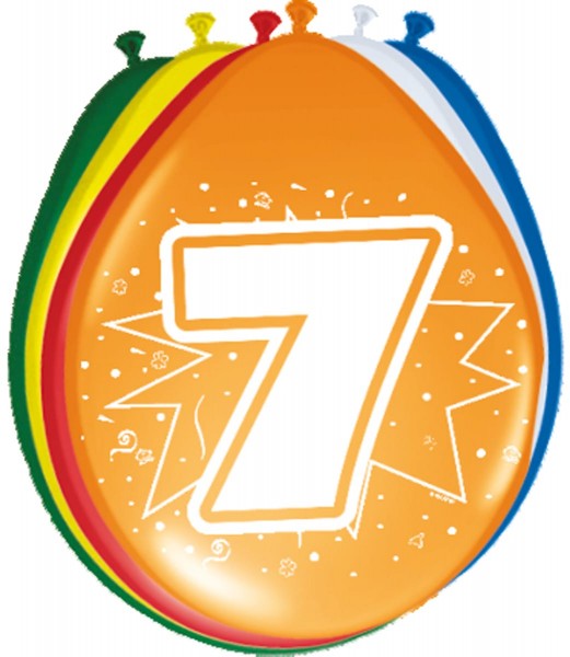 8 Ballons Birthday Zahl 7 30cm