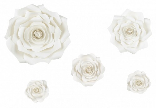 5 Weiße Wanddeko Blumen 2