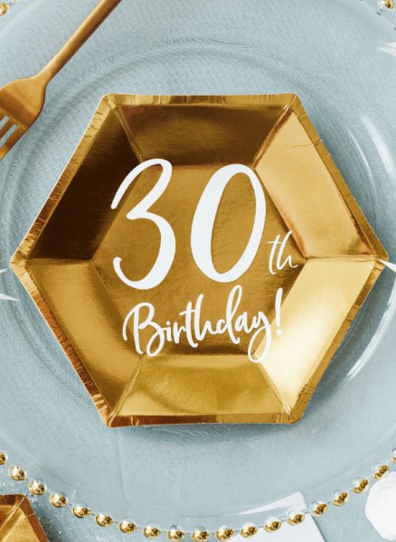 6 Glossy 30th Birthday Teller 20x17cm 2
