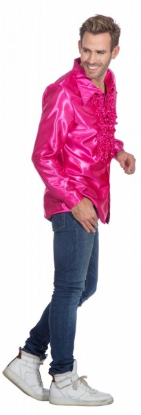 Pinkfarbenes Rüschenhemd für Herren