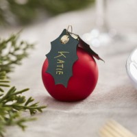 6 Landhaus Weihnacht Kugel Kartenhalter 4cm