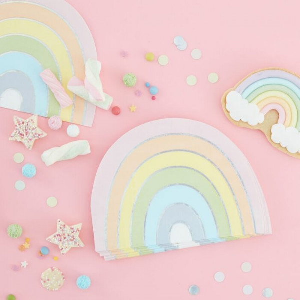 16 Pastell Regenbogen Servietten 33cm 2