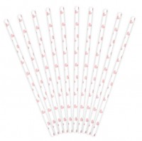 10 Rosy Love Papier Strohhalme 19,5cm