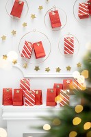 24 Rot-weiße Adventskalender Tüten 8 x 18 x 6,5cm