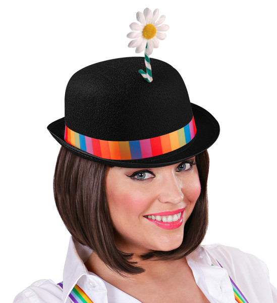 Clowner bowler hatt med svart blomma