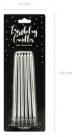 12 Geburtstagskerzen silber metallic mit Haltern