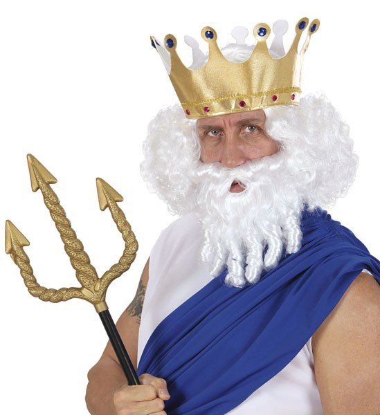Weiße Poseidon Herrenperücke Mit Bart