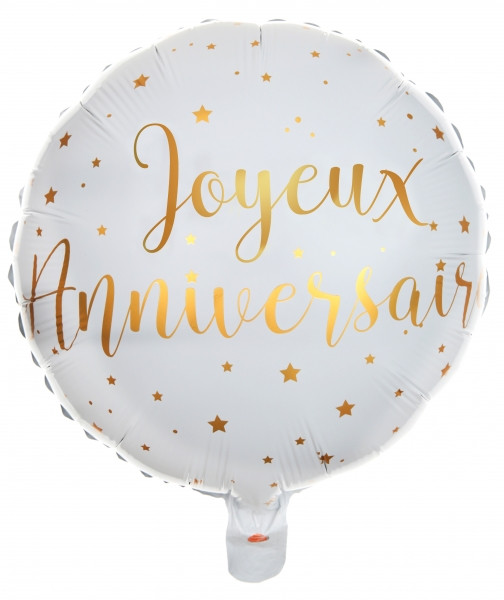 Joyeux Anniversaire Ballon weiß-gold 45cm