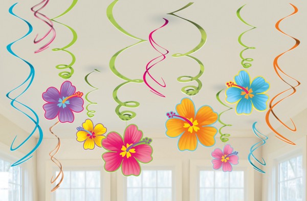 12 Luau Party Spiralhänger 80cm