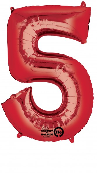 Zahlenballon 5 Rot 86cm