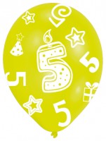 Vorschau: 6 bunte Luftballons 5.Geburtstag 27,5cm