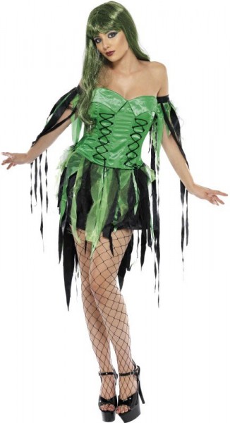 Waldfee Kostüm Fetzenkleid Fairy Grün