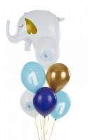 6 Blaue Happy First Year Latexballons 30cm