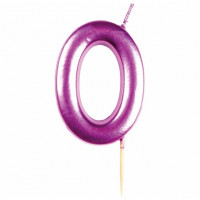 Tortenkerze Zahl 0 pink metallic