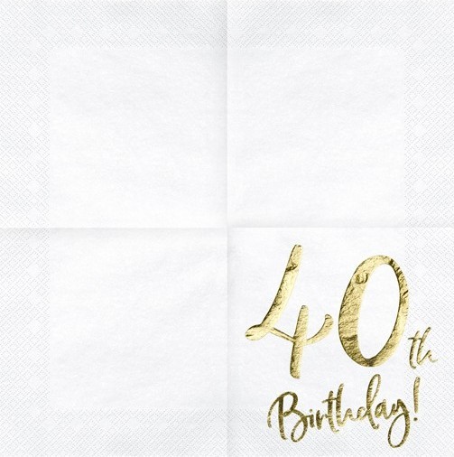 20 Golden 40th Birthday Servietten 33cm 2