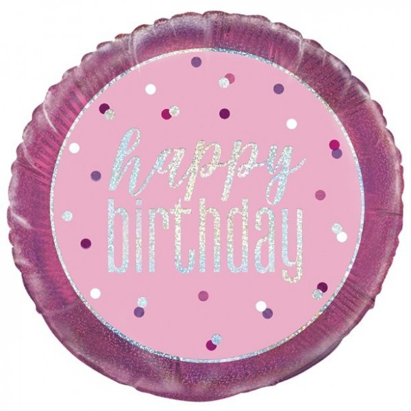 Pink Birthday Glitzer Folienballon 46cm