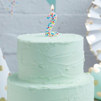 Bunte Mix & Match Zahl 2 Tortenkerze 9cm