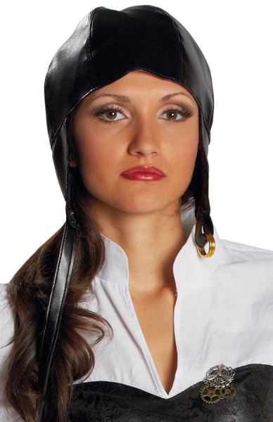 Schwarze Retro Fliegermütze Mit Verschlussband