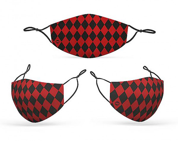 Mund Nasen Maske Harlekin rot-schwarz 2