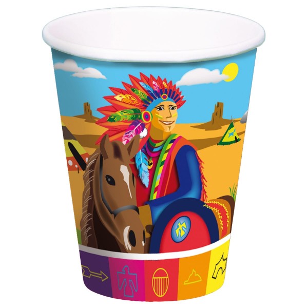 8 Bunte Indianer Pappbecher