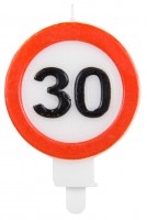 Verkehrsschild 30 Tortenkerze 6cm