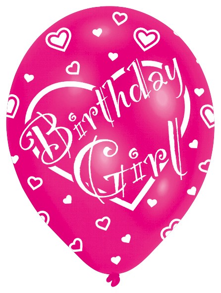 6 Lovely Birthday Girl Luftballons 27,5 cm 3